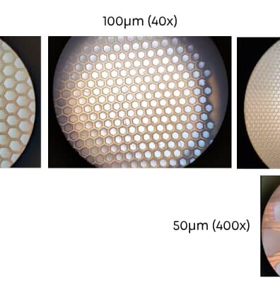 micro-scaffold under microscope